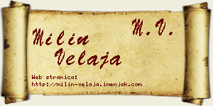 Milin Velaja vizit kartica
